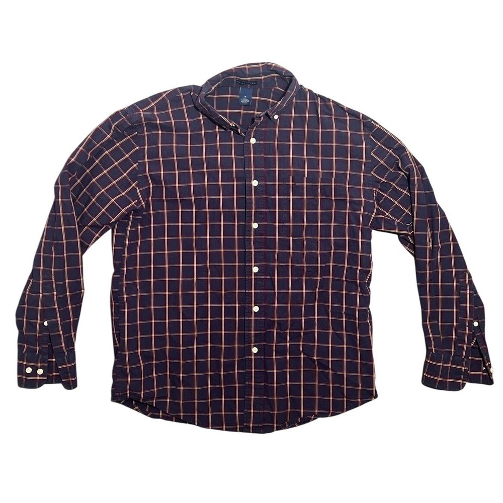 Falls Creek Men's M Medium Plaid Button Down Shirt Long Sleeve Casual Cotton